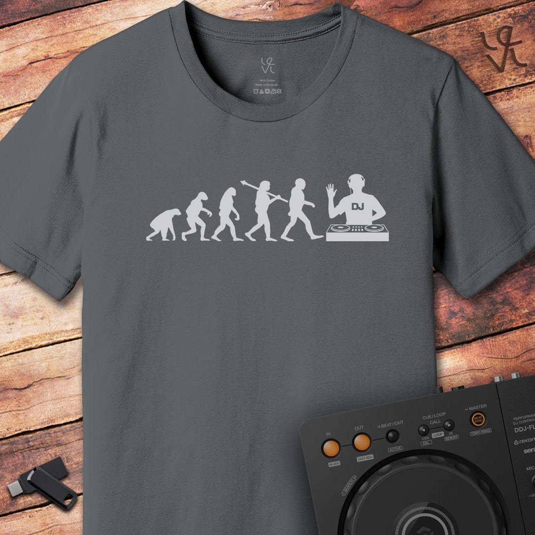 DJ Evolution Herren Lustiges DJing T-Shirt Decks Plattenspieler